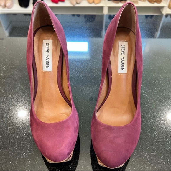 Steve Madden Kiss Layered Platform Plum Purple Heels Dual
Leather Sole Wine Red - Picture 3 of 6